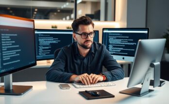 A content creator working with AI tools, showing prompt engineering for content creators in action