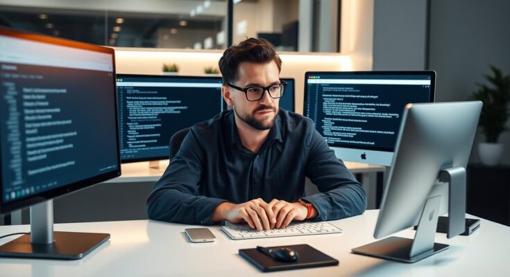 A content creator working with AI tools, showing prompt engineering for content creators in action